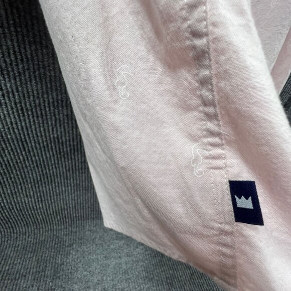 Crown & Ivy Shirt Men LG Pink Seahorse Classic Fit Authentic Southern Shirting - Picture 10 of 14